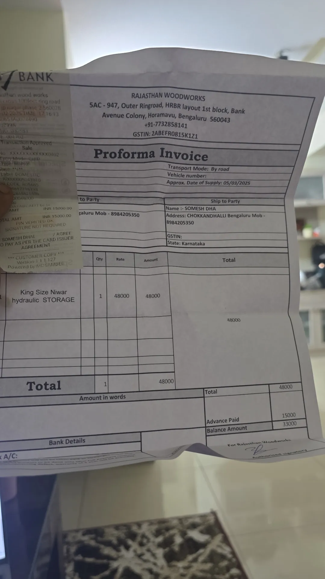 King size Sheesham bed with hydraulics storage  - Image 3