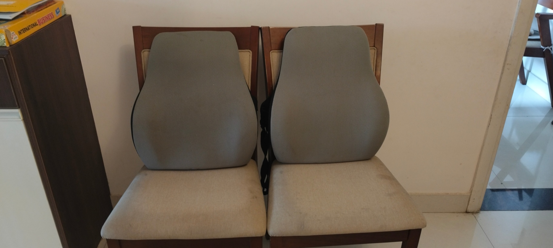 2 numbers Solid Wood Chairs with extra back support cushions - Image 1
