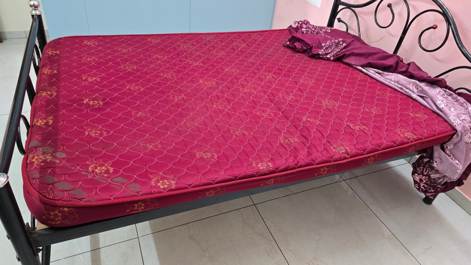 Moderately used double bed (Cot, matress and cover) - Image 4