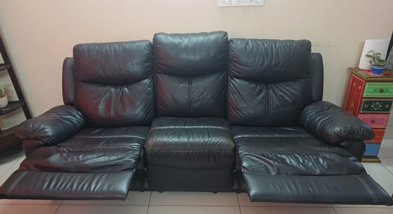 3 seater reclining leatherette sofa - Image 1