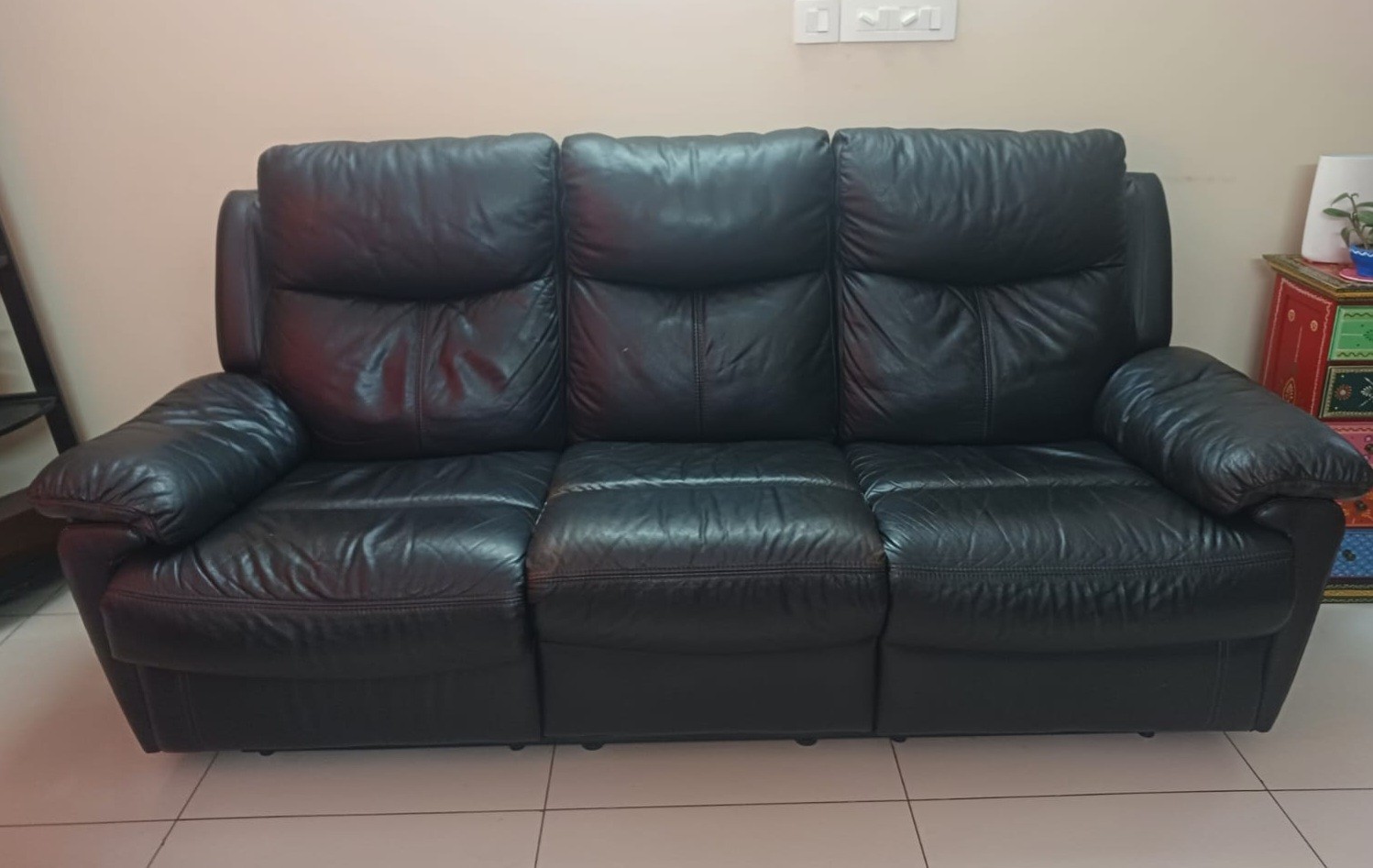 3 seater reclining leatherette sofa - Image 2