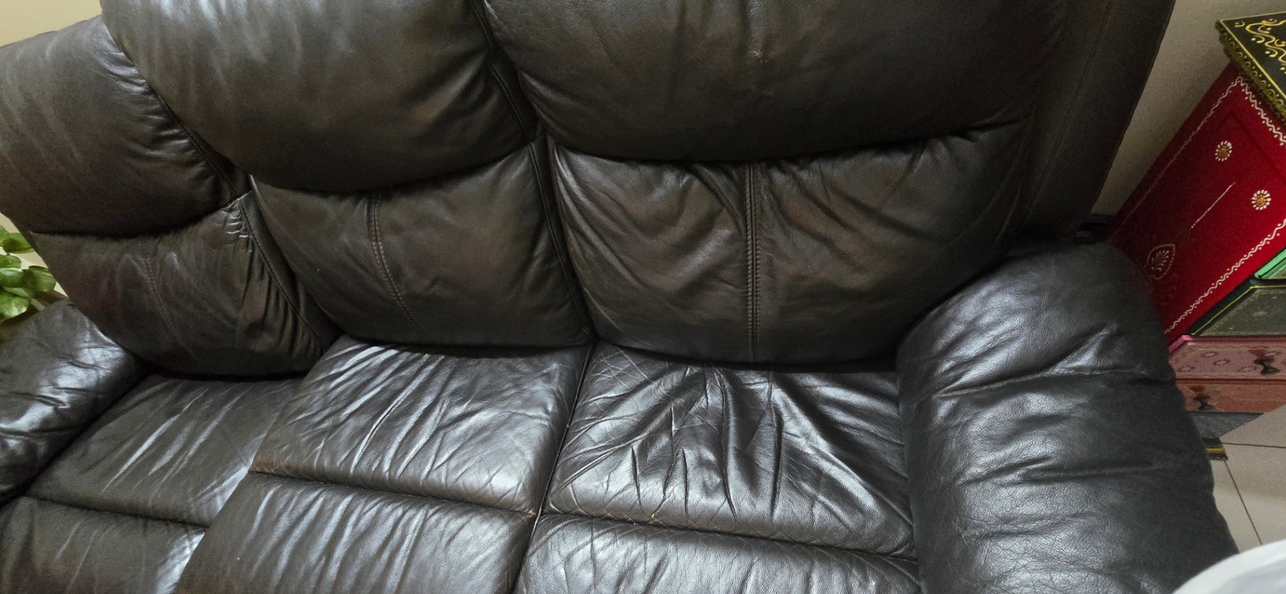 3 seater reclining leatherette sofa - Image 3