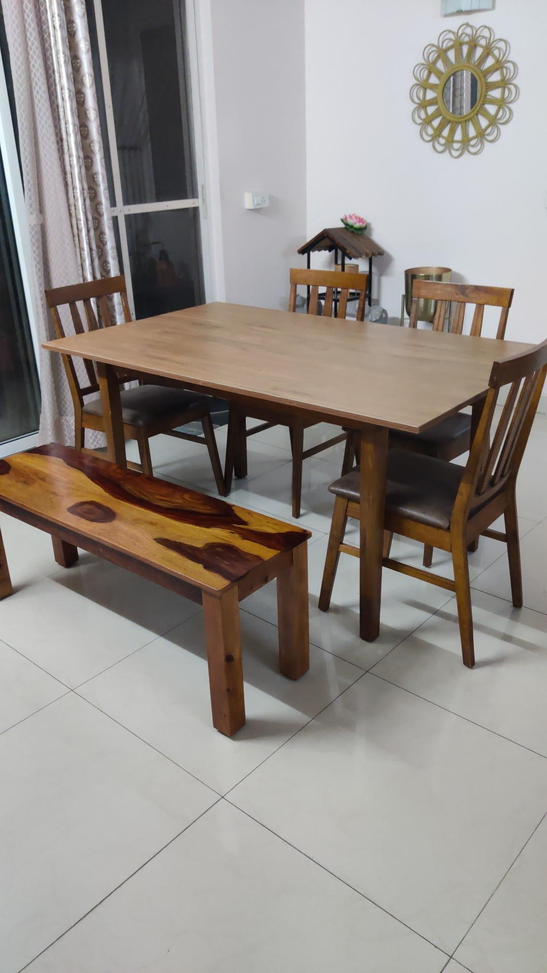 6 seater dining table with bench  - Image 2
