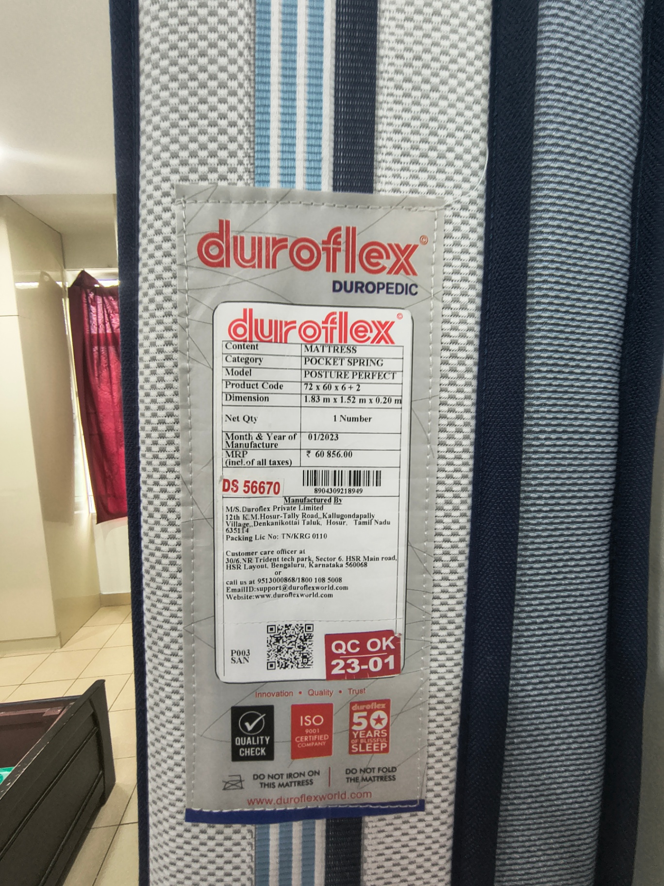 Duroflex orthopaedic mattress queensize - Image 2
