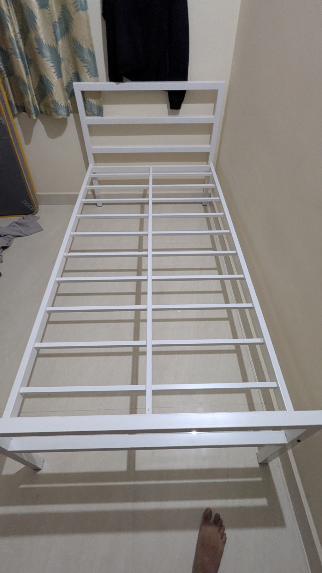 White Metal Single Bed Frame Cot - Image 3
