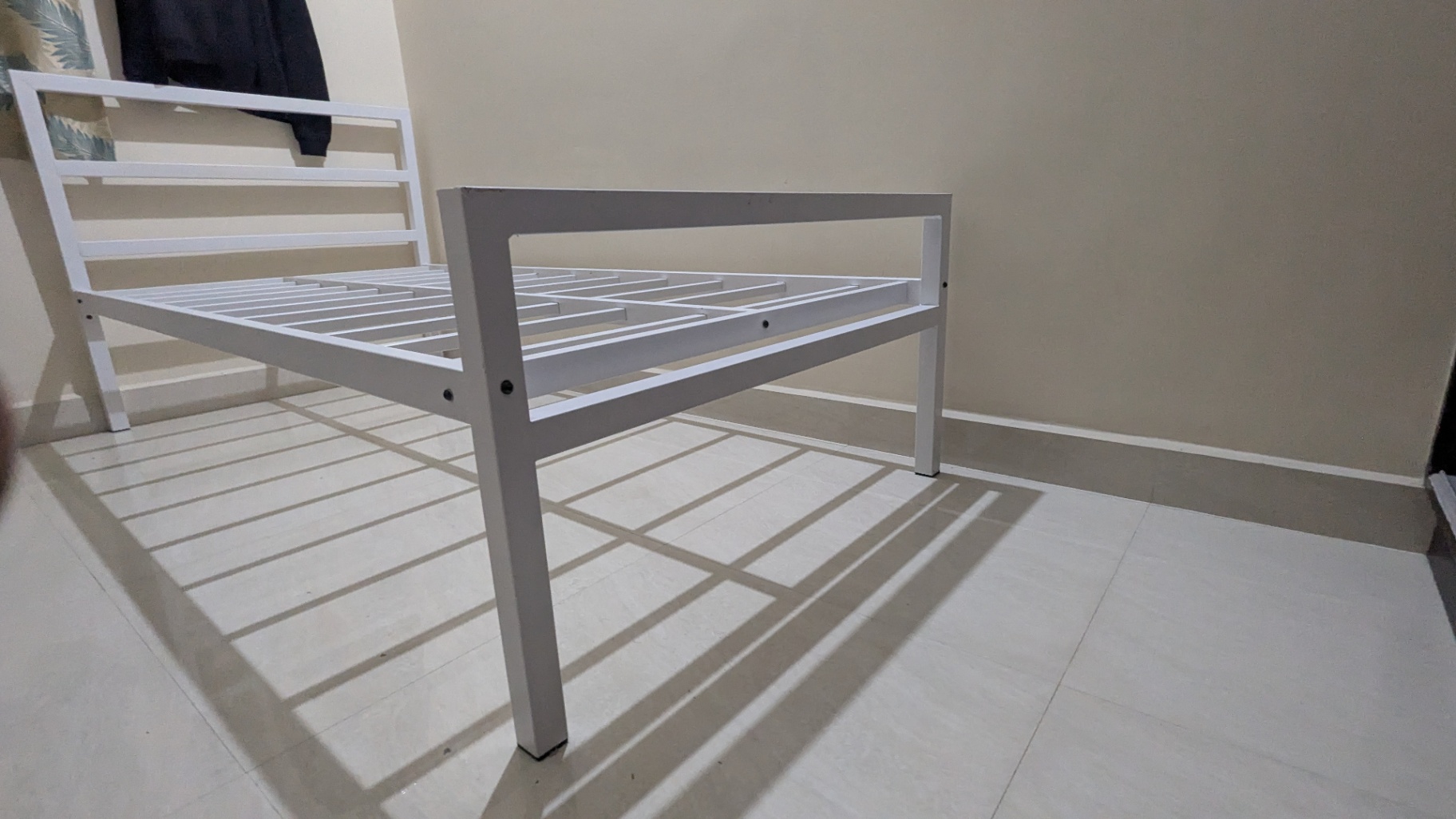 White Metal Single Bed Frame Cot - Image 4