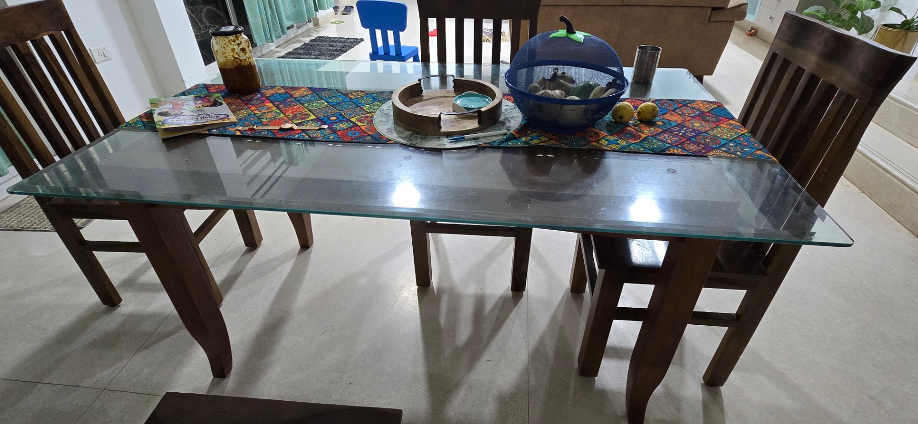 4-Seater Solid Wood Dining Table with Chairs - Image 2