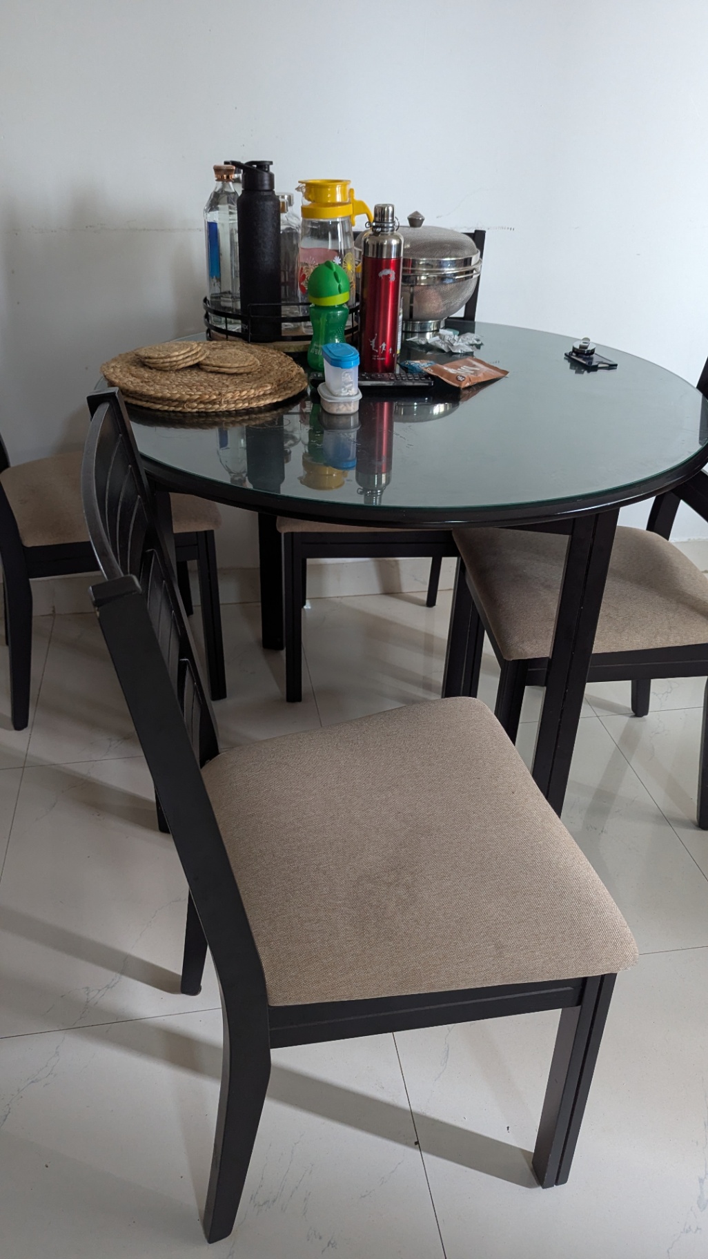 Home centre 4 seater dining table with glass top  - Image 1