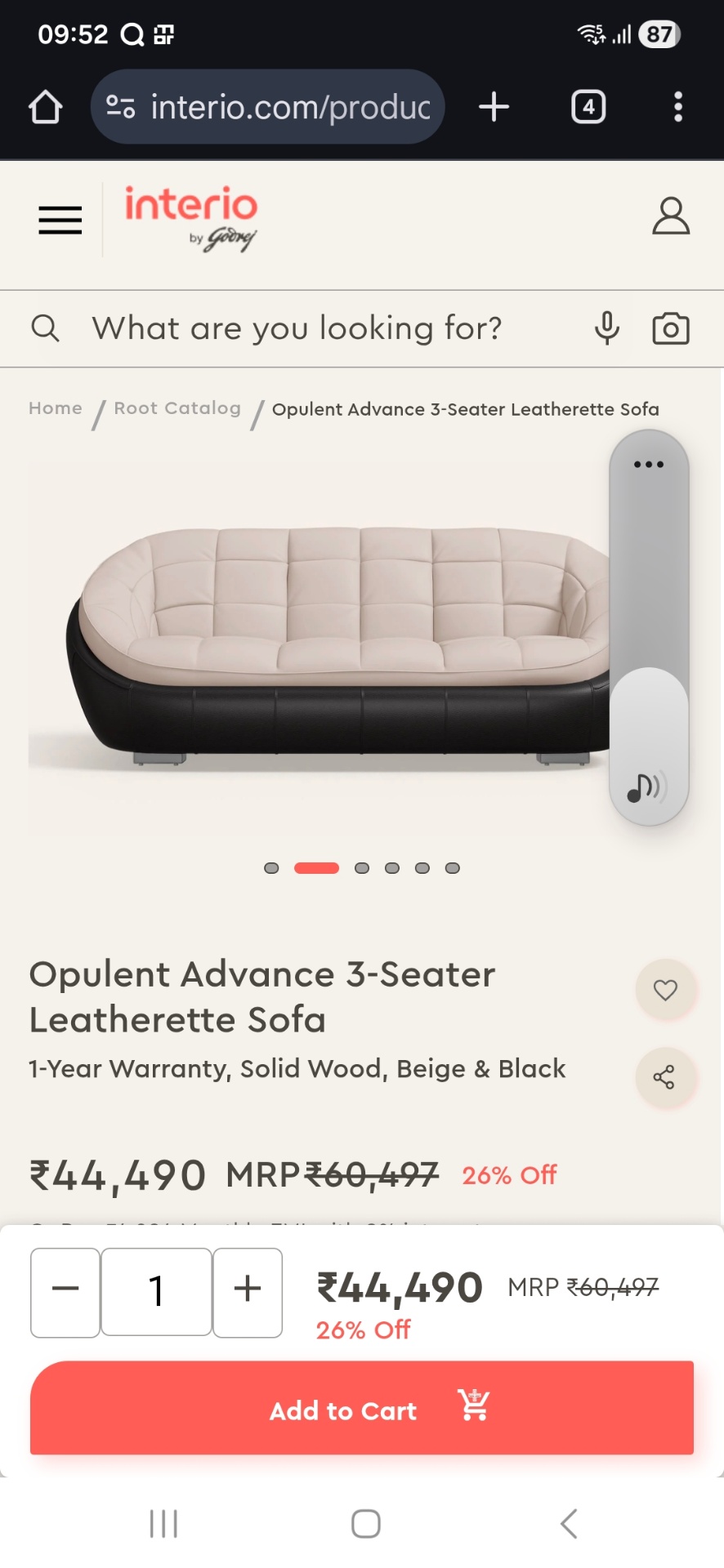 3 seater sofa from Godrej Interio - Image 2