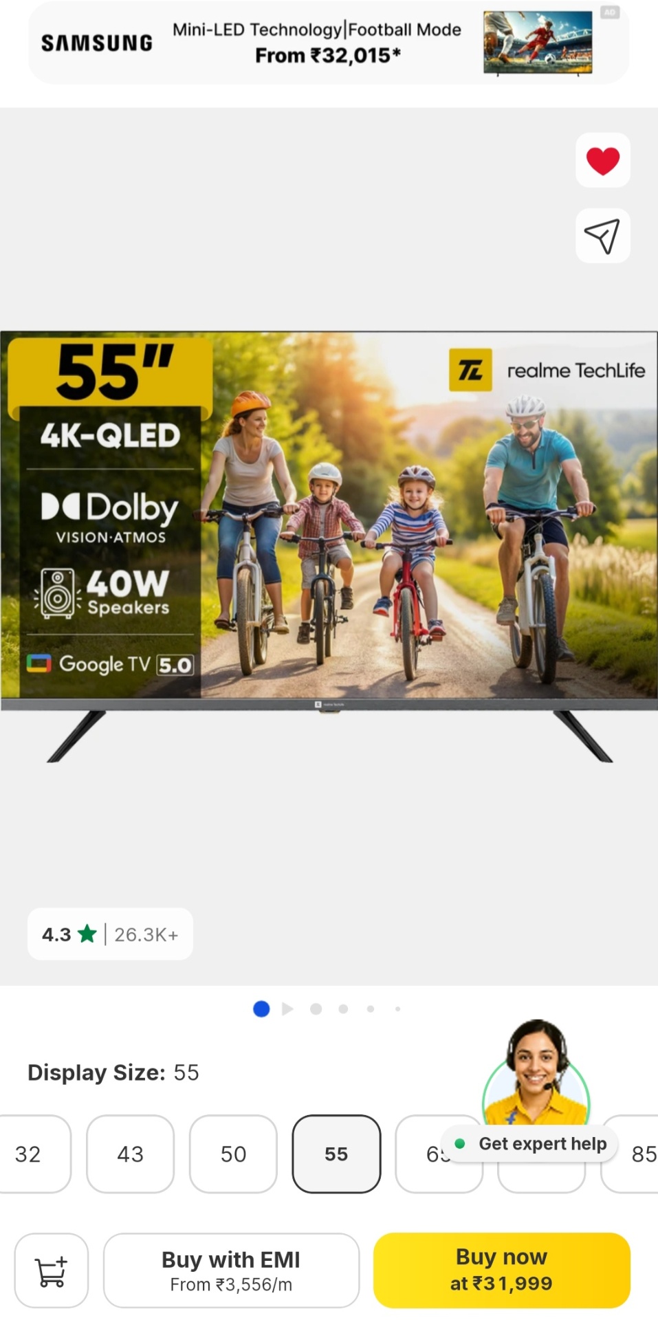 55inch, realme Realtek smart Google tv. QLed 4k - Image 2