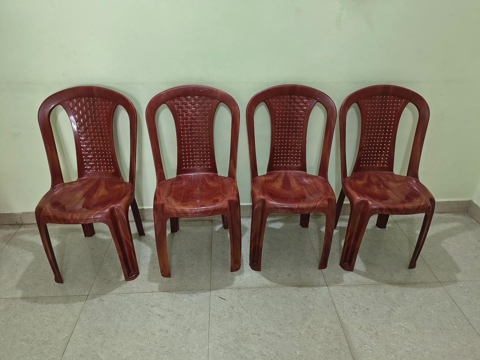 Supreme Stackable 4 plastic chair set and Nilkamal Table set - Image 2