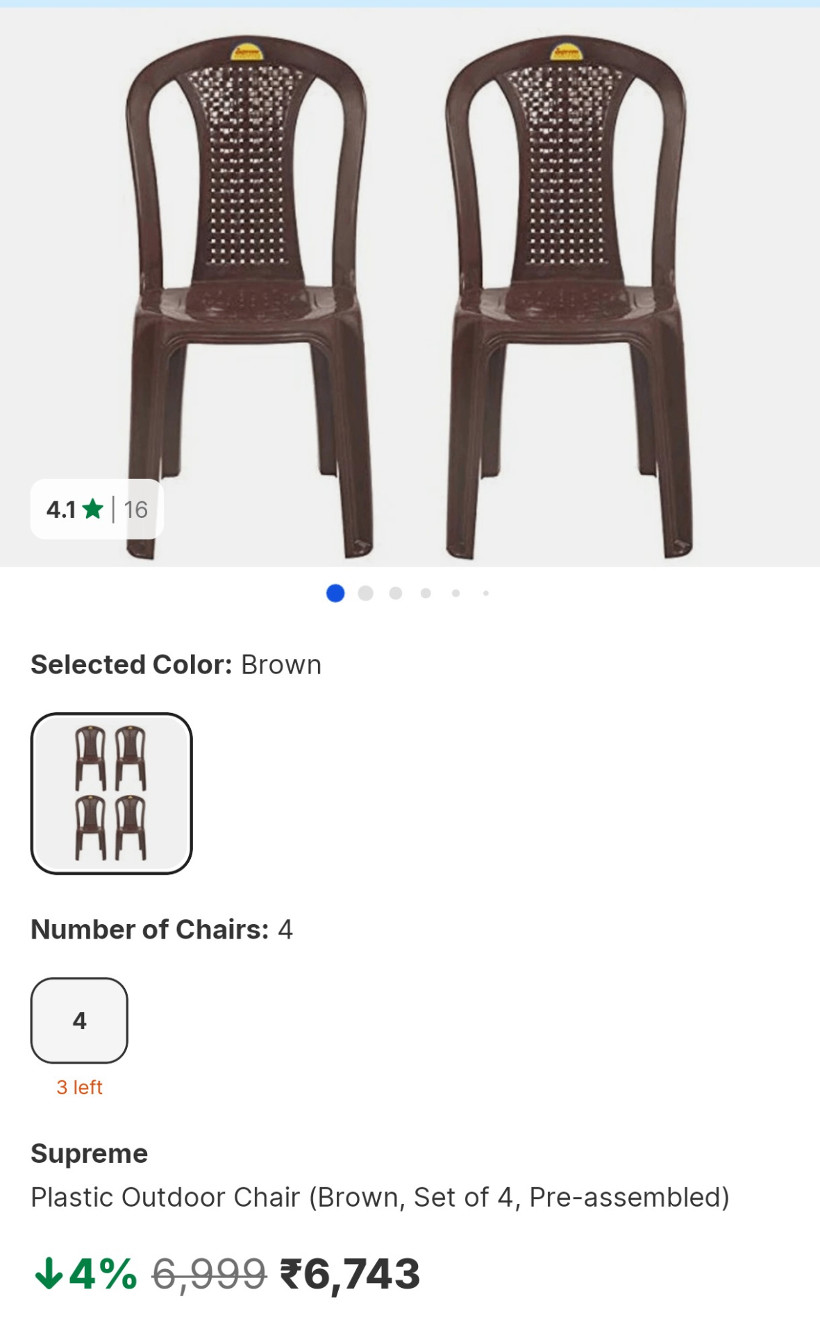 Supreme Stackable 4 plastic chair set and Nilkamal Table set - Image 7