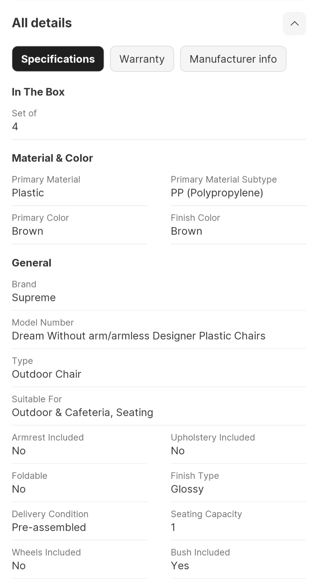 Supreme Stackable 4 plastic chair set and Nilkamal Table set - Image 3