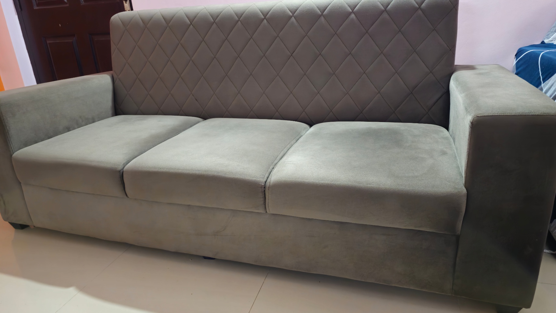 Premium 3-Seater Fabric Sofa welvet finish (brown) - Image 2