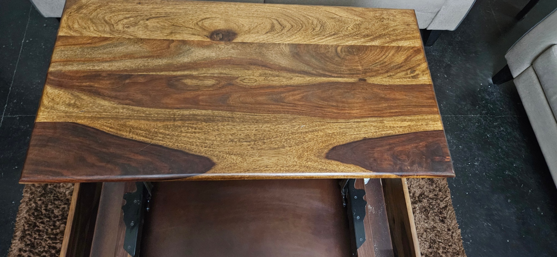 Royal Oak Solid Wood Lift-Top Center Table with Storage - Image 3