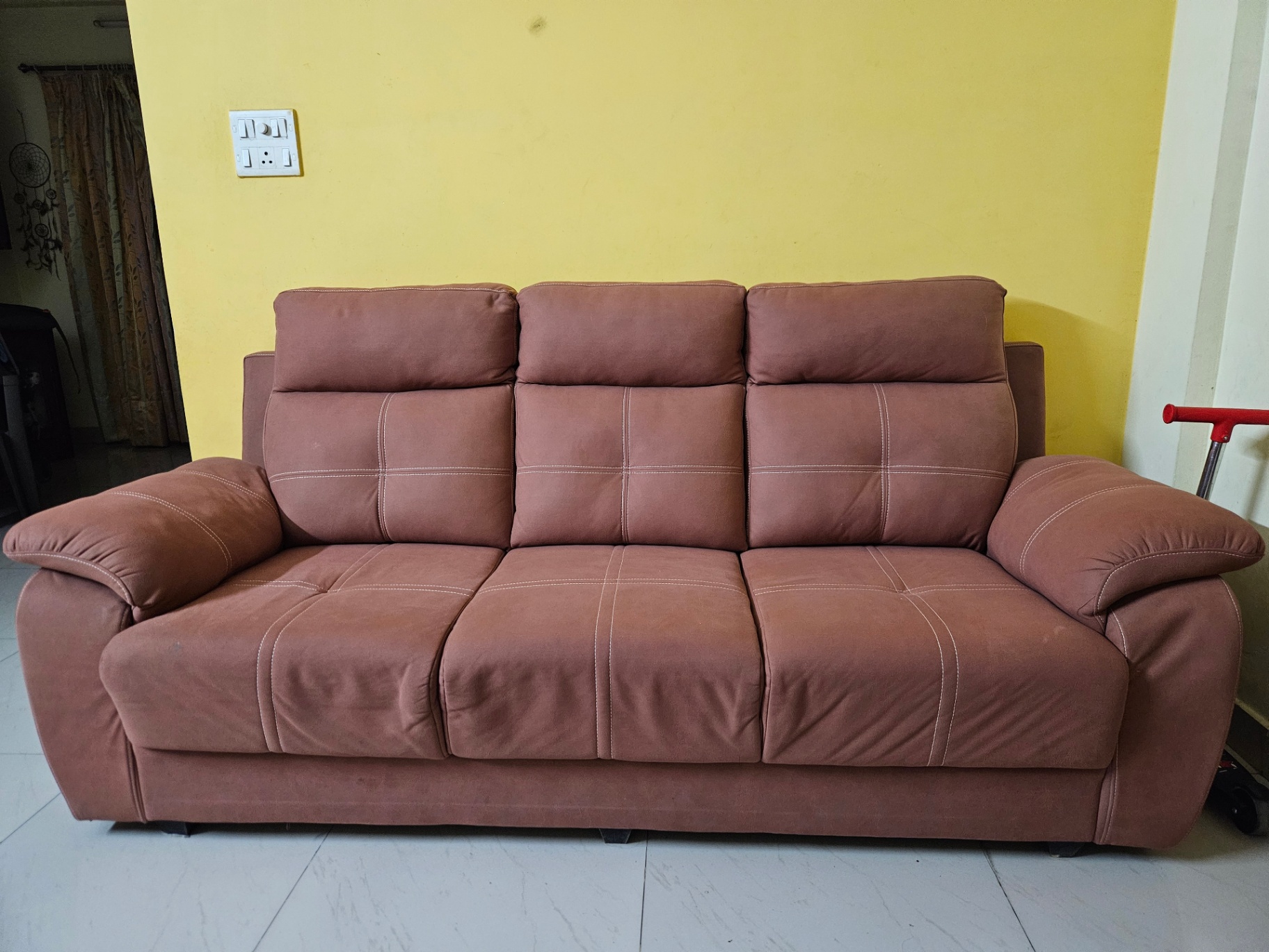 3-Seater Sofa (3 Yrs Warranty Left) & Wooden Coffee - Image 3