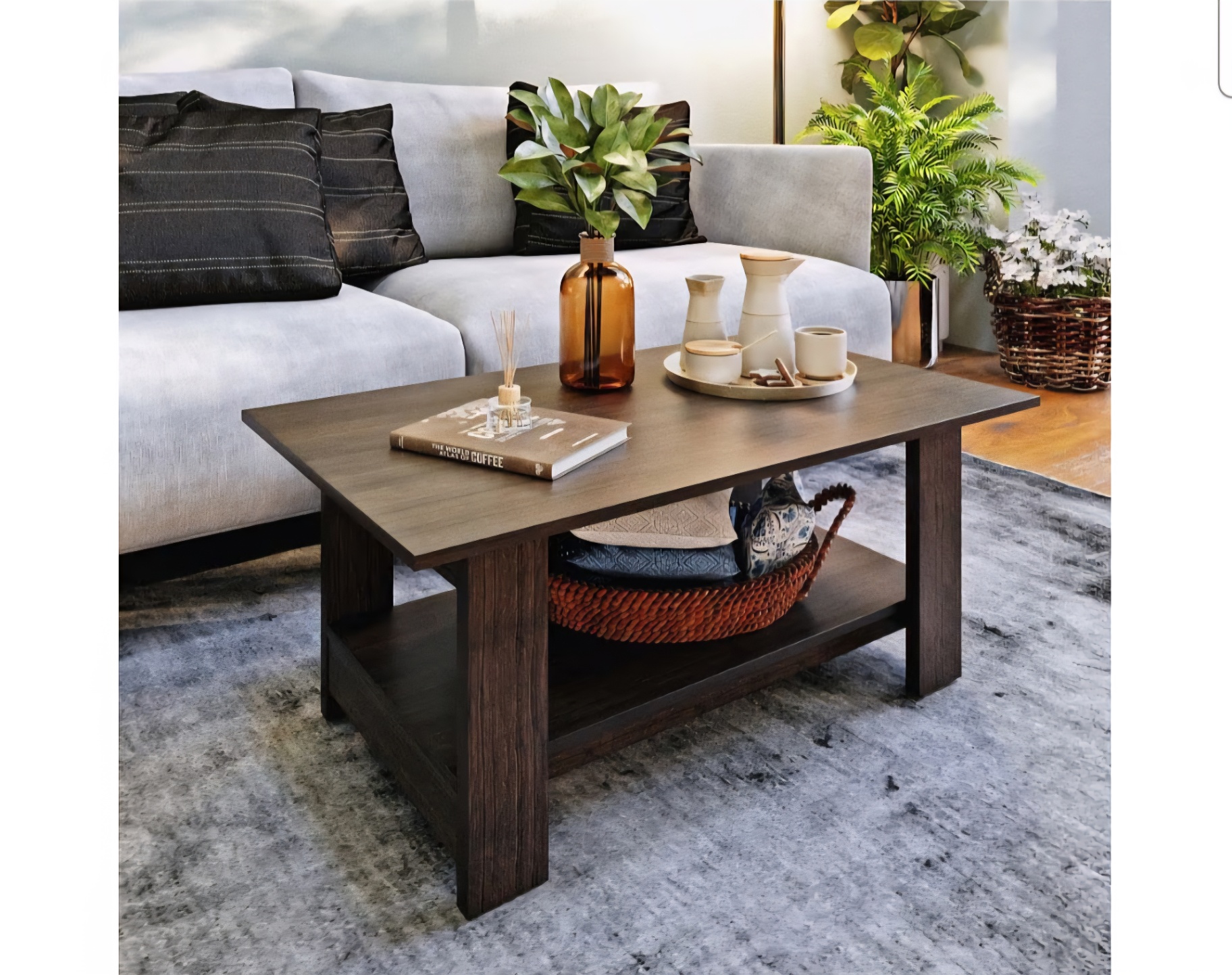 3-Seater Sofa (3 Yrs Warranty Left) & Wooden Coffee - Image 2