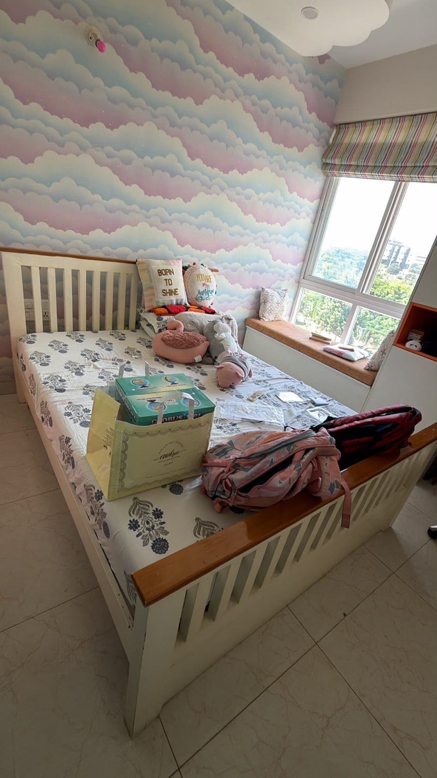 Solid Wood Bed white finish.. - Image 2