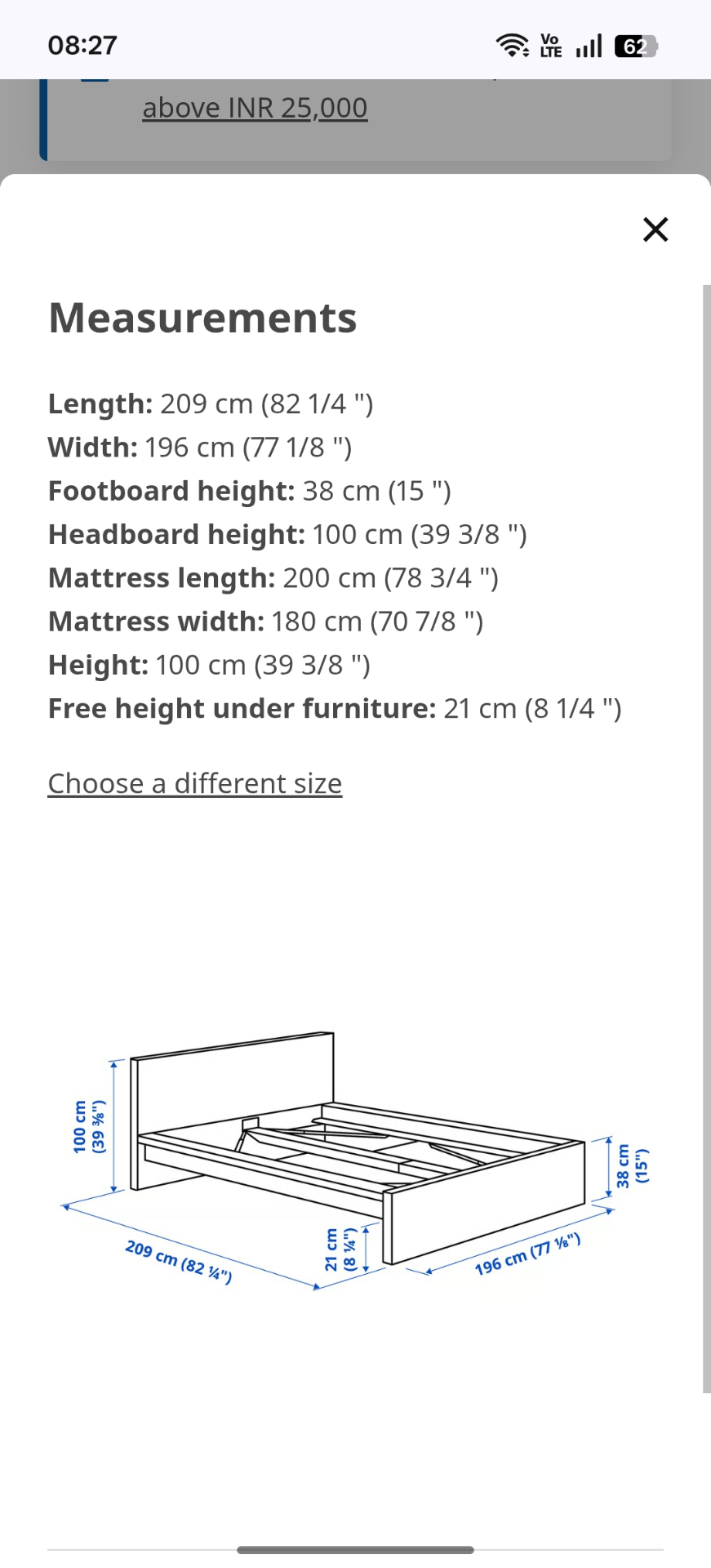IKEA Malm king size bed with wakefit 8 inches ErgoTech Latex mattress - Image 5