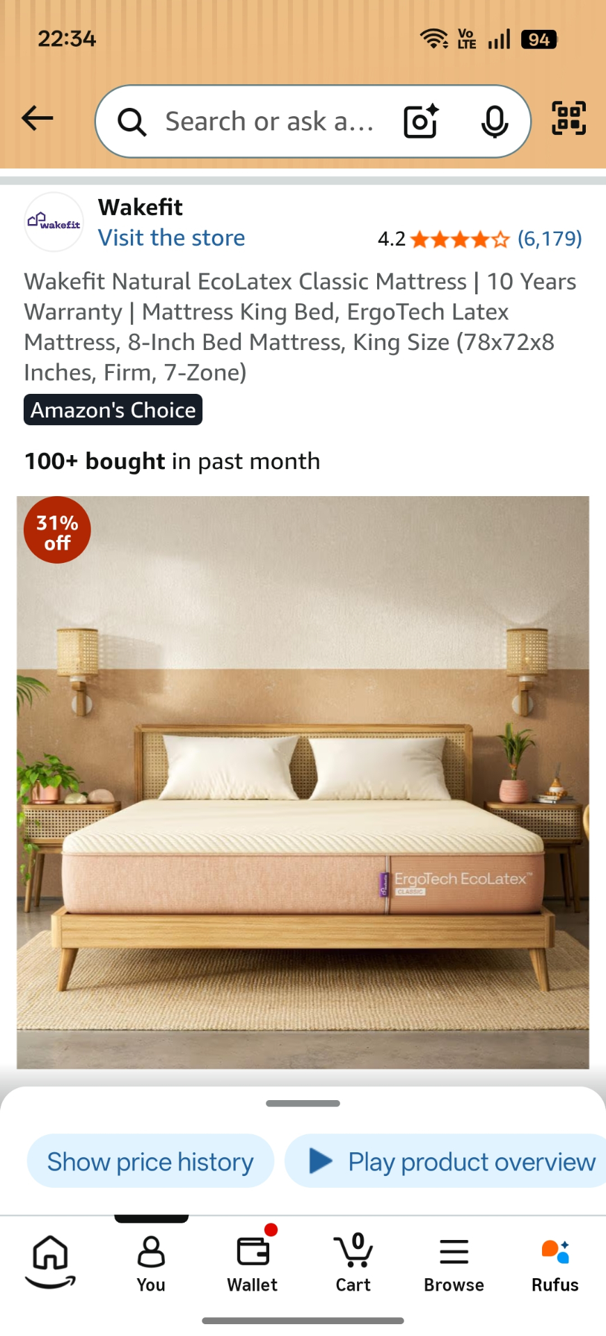 IKEA Malm king size bed with wakefit 8 inches ErgoTech Latex mattress - Image 11