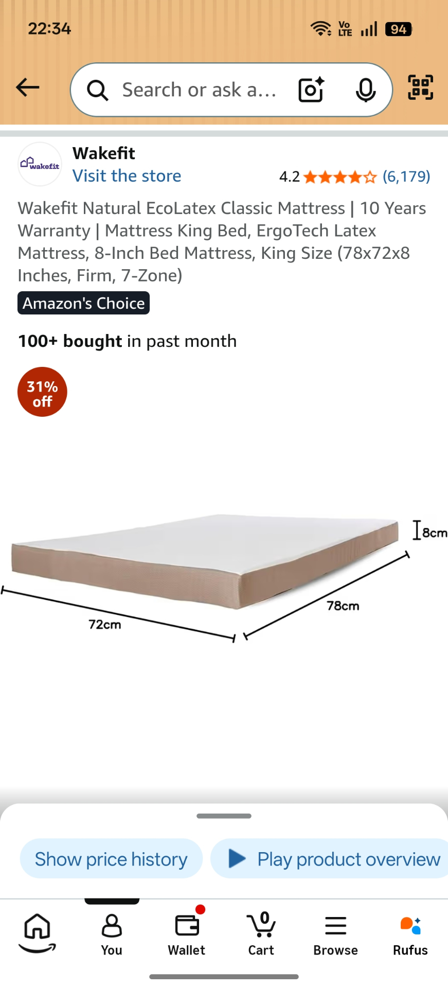IKEA Malm king size bed with wakefit 8 inches ErgoTech Latex mattress - Image 7
