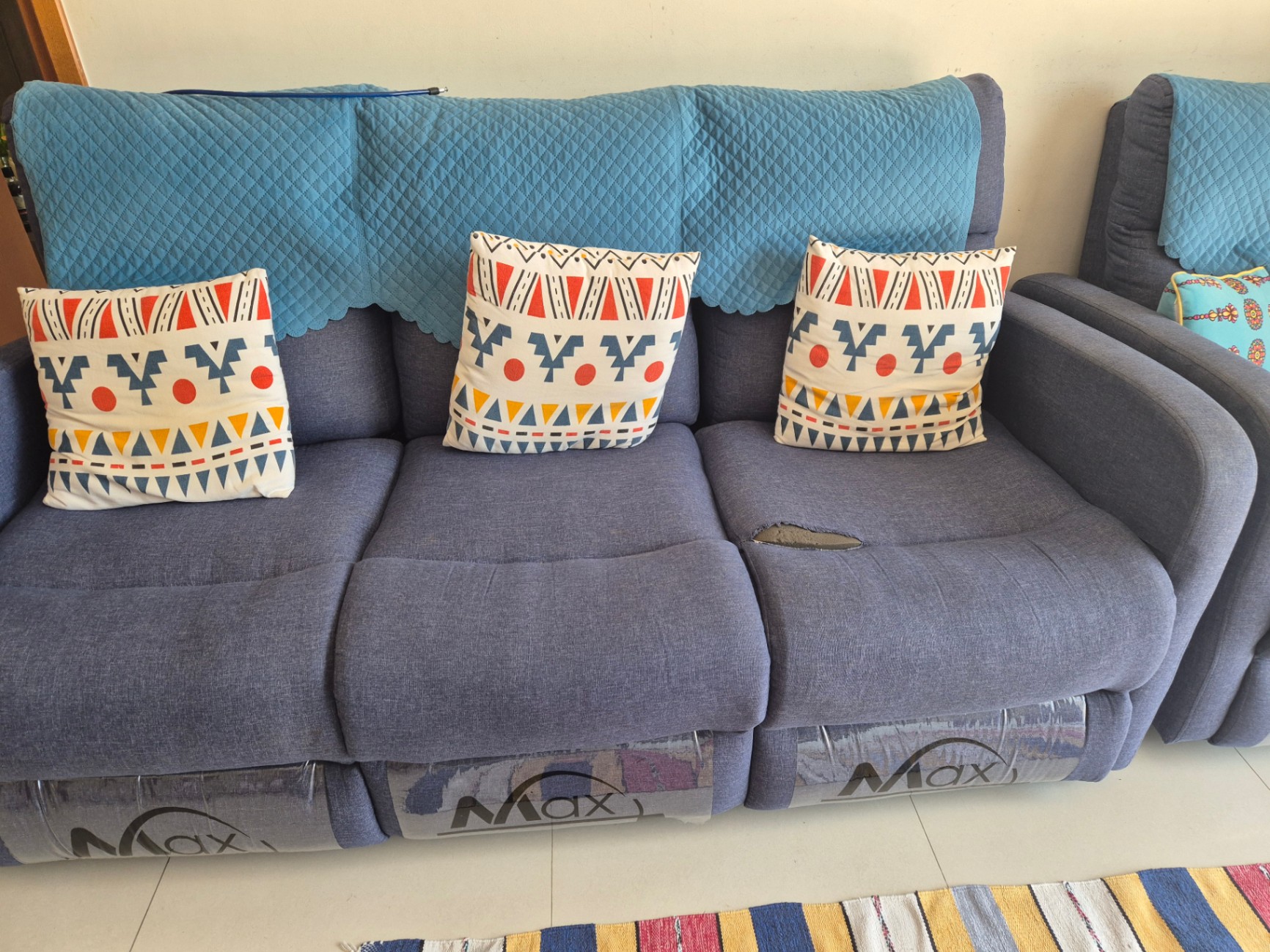 Premium 5-Seater Fabric Recliner Set (3-Seater + 2-Seater) – Excellent Condition - Image 1
