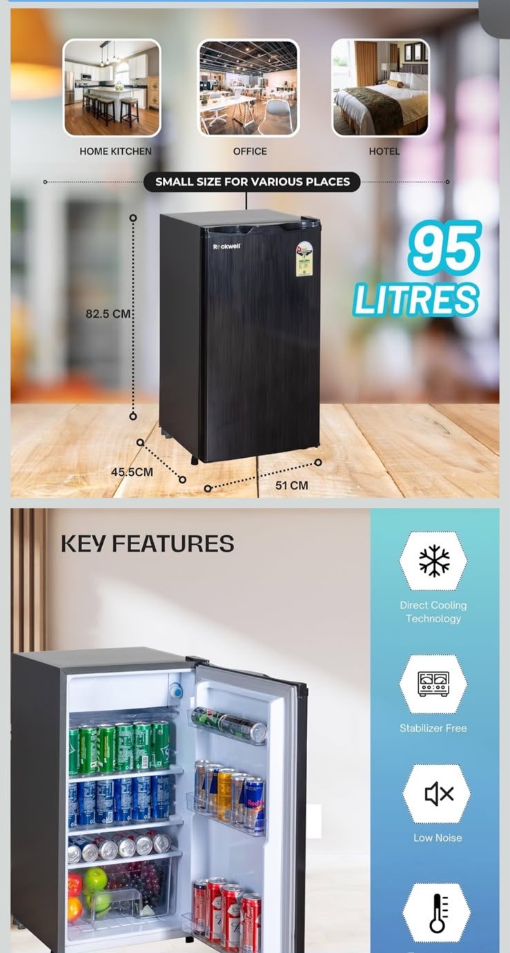 Rockwell 95L Refrigerator | 3 Months Old | Warranty + Bill + Box Available - Image 2