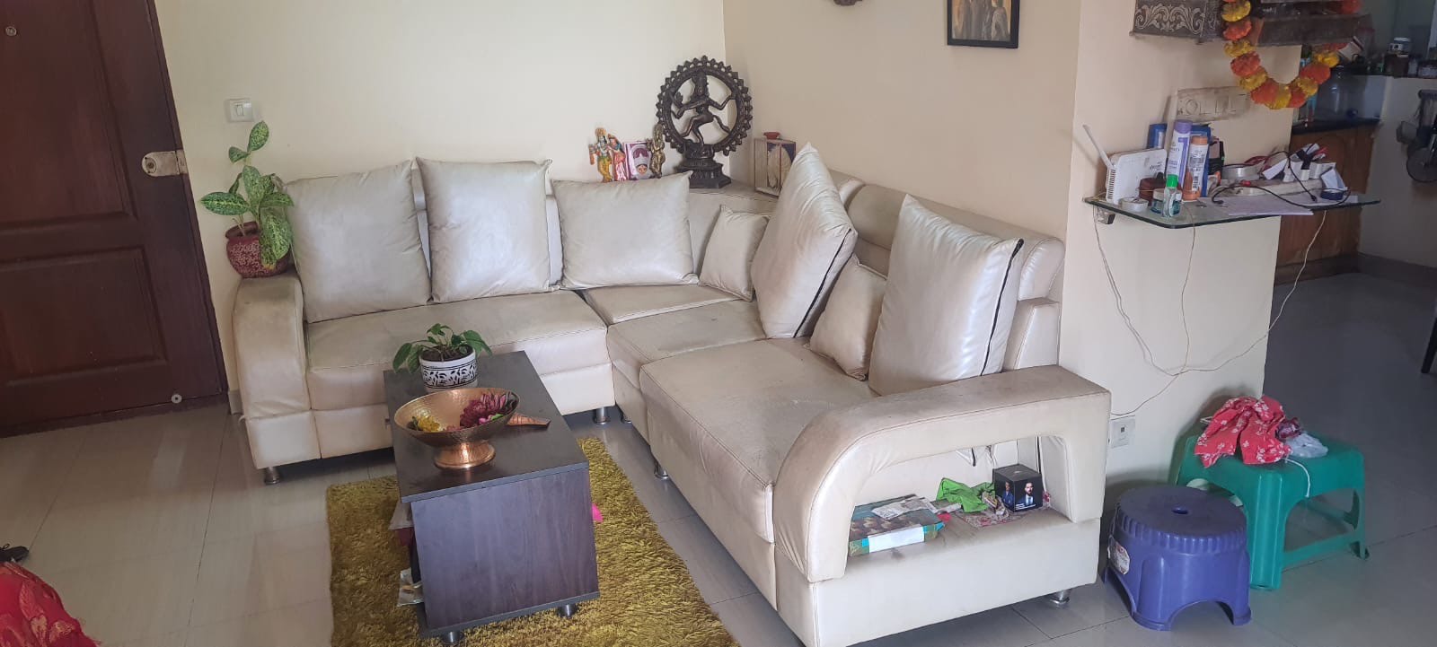 L shaped pearl white 5 seated sofa modular - Image 2