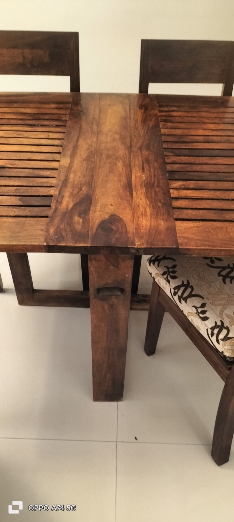 Sparingly used  Foldabale Dining table and 4 upholstered dining chairs  for sale - Image 3