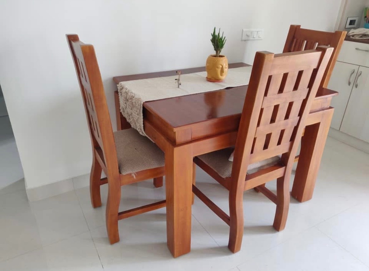 4 Seater Solid Wood Dining Table set - Image 5