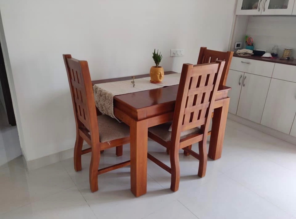 4 Seater Solid Wood Dining Table set - Image 4