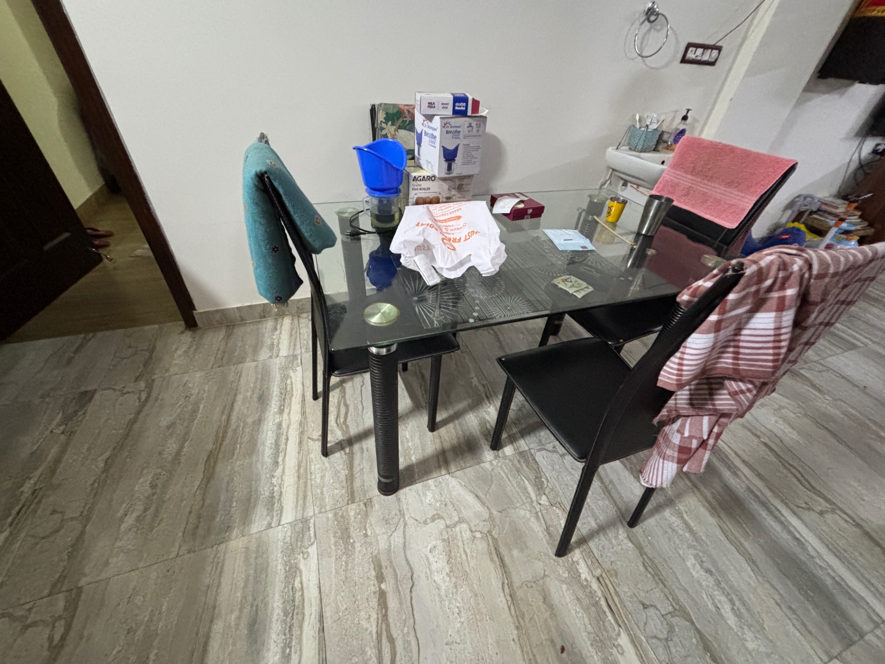 Glass Dining Table with 4 chairs - Image 1