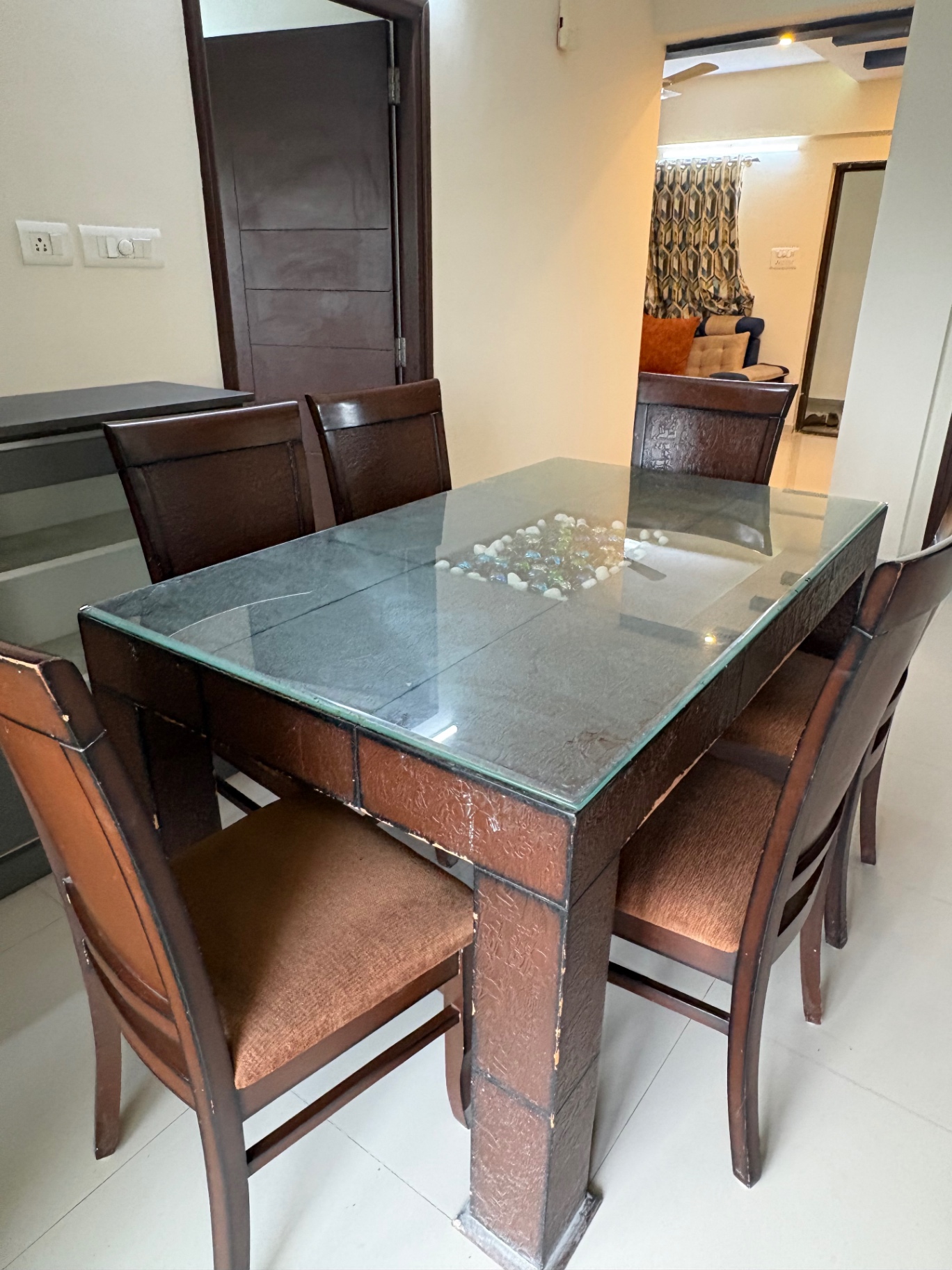 Solid Wood 6-Seater Dining Table Set - Image 4