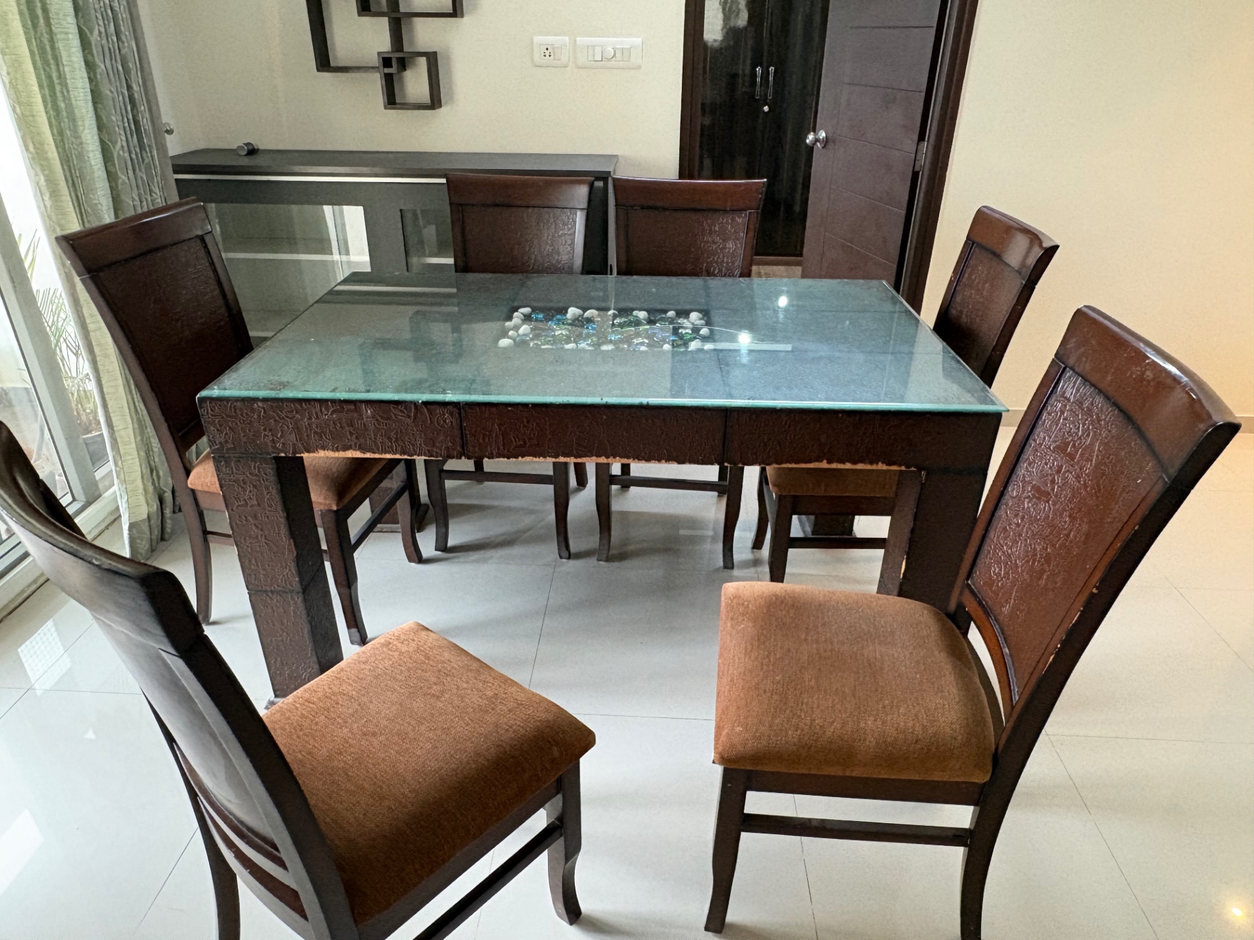 Solid Wood 6-Seater Dining Table Set - Image 3