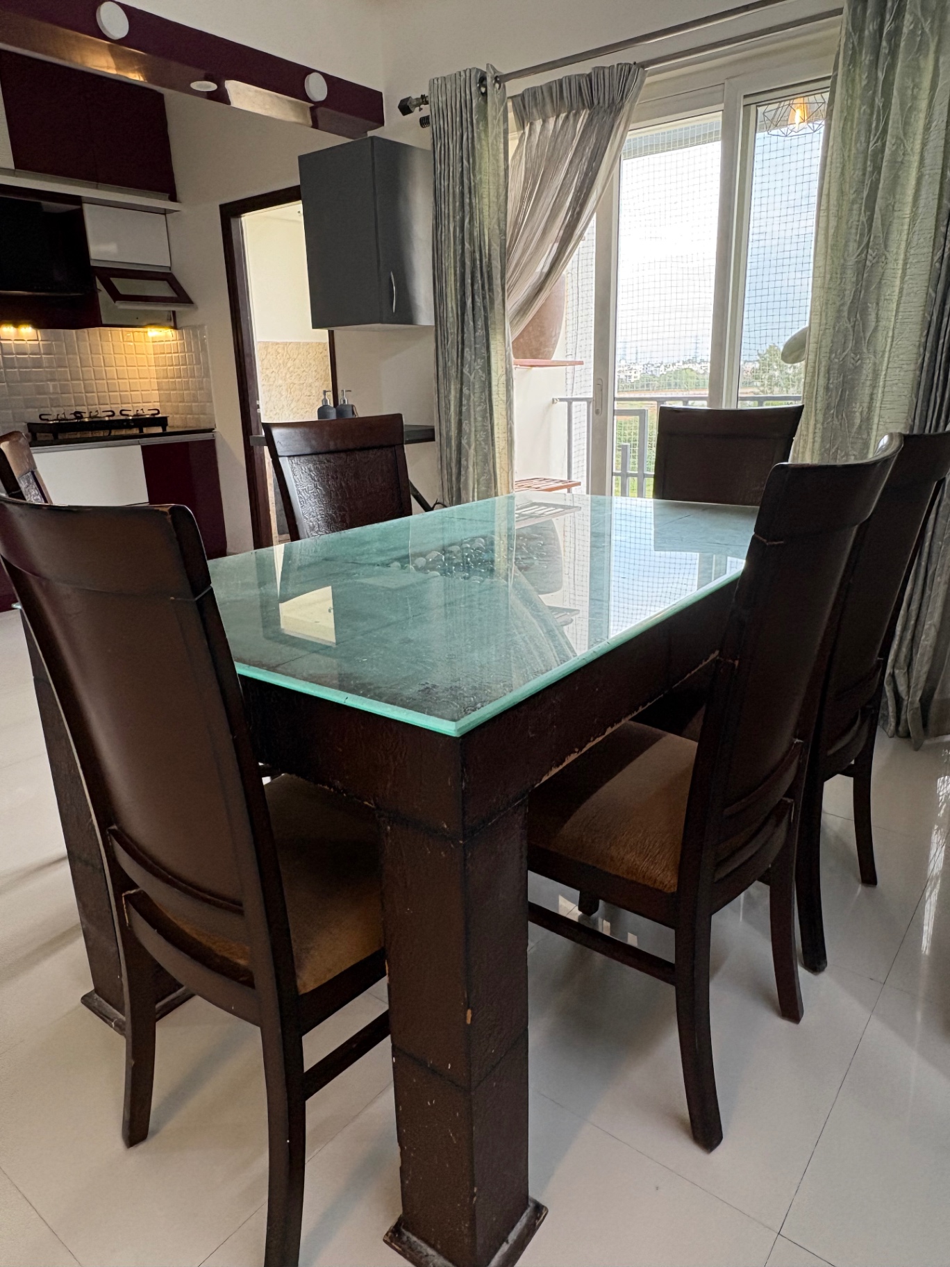 Solid Wood 6-Seater Dining Table Set - Image 2