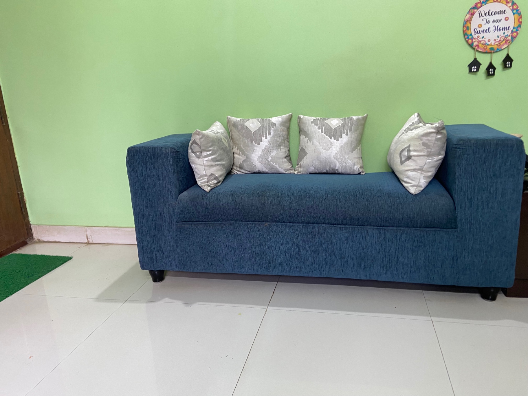 L shape Fabric sofa set and centre table for sale - Image 1