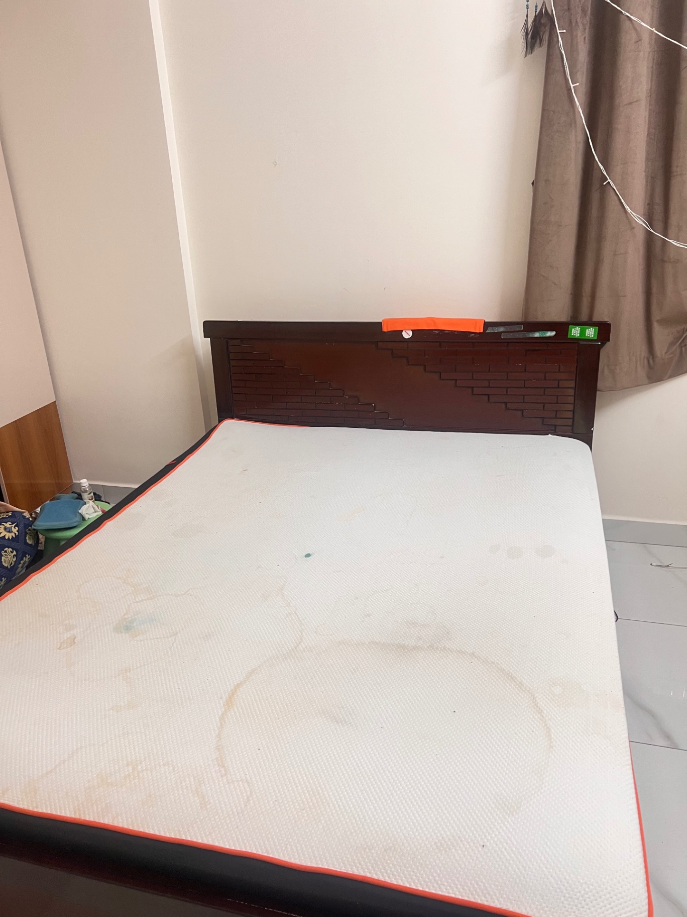 Wooden double bed with mattress ( recently bought) - Image 3
