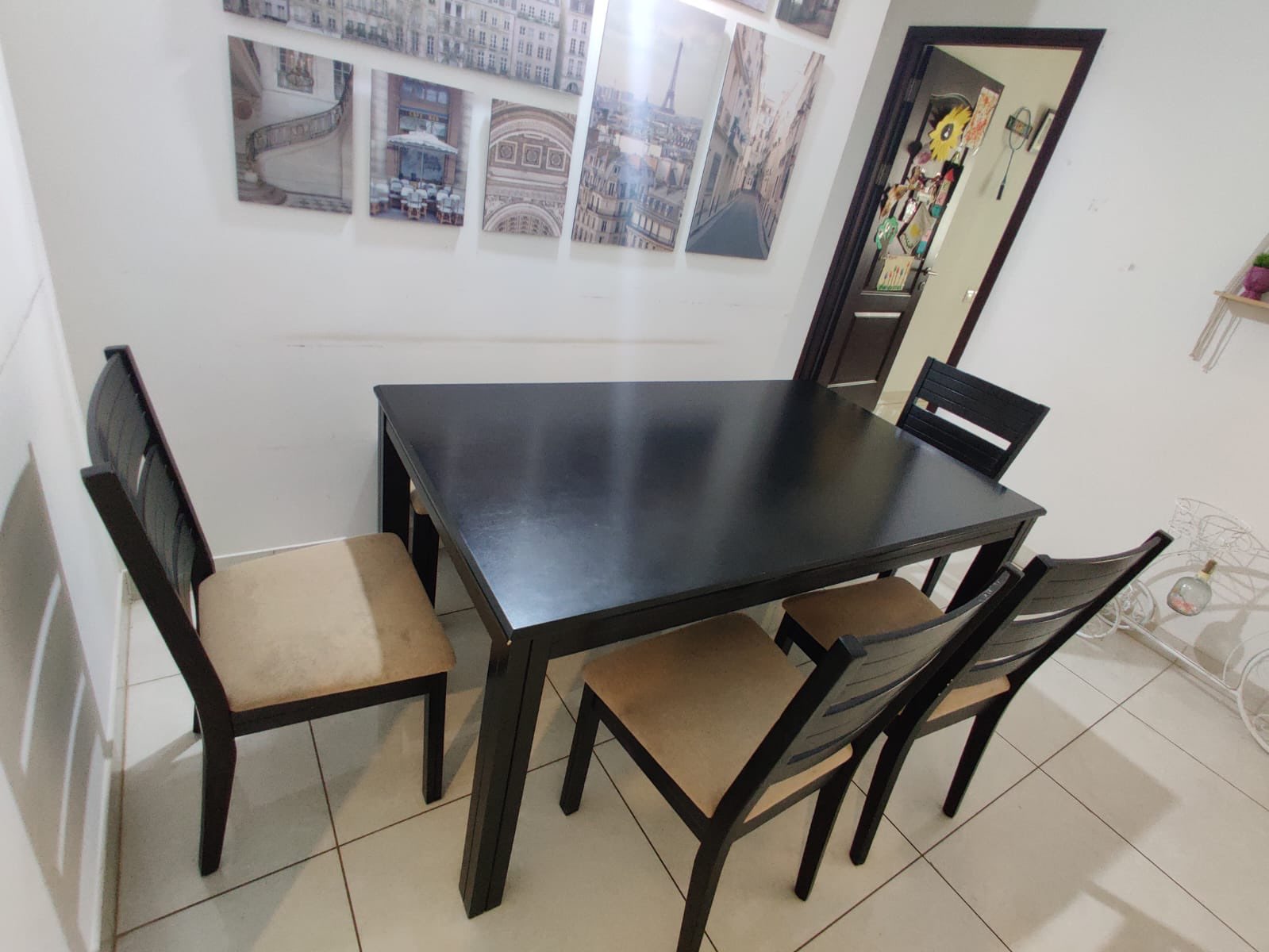 Monyoto 6 seater with bench dark brown dining table  - Image 5