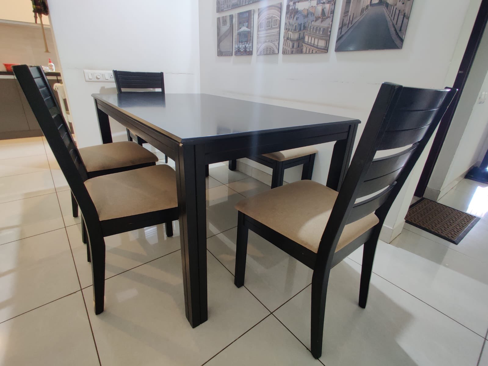 Monyoto 6 seater with bench dark brown dining table  - Image 1