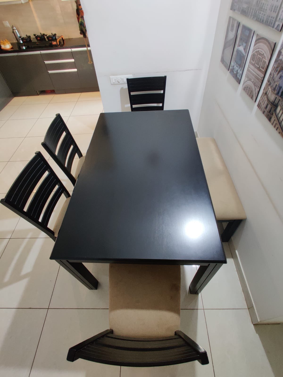 Monyoto 6 seater with bench dark brown dining table  - Image 3