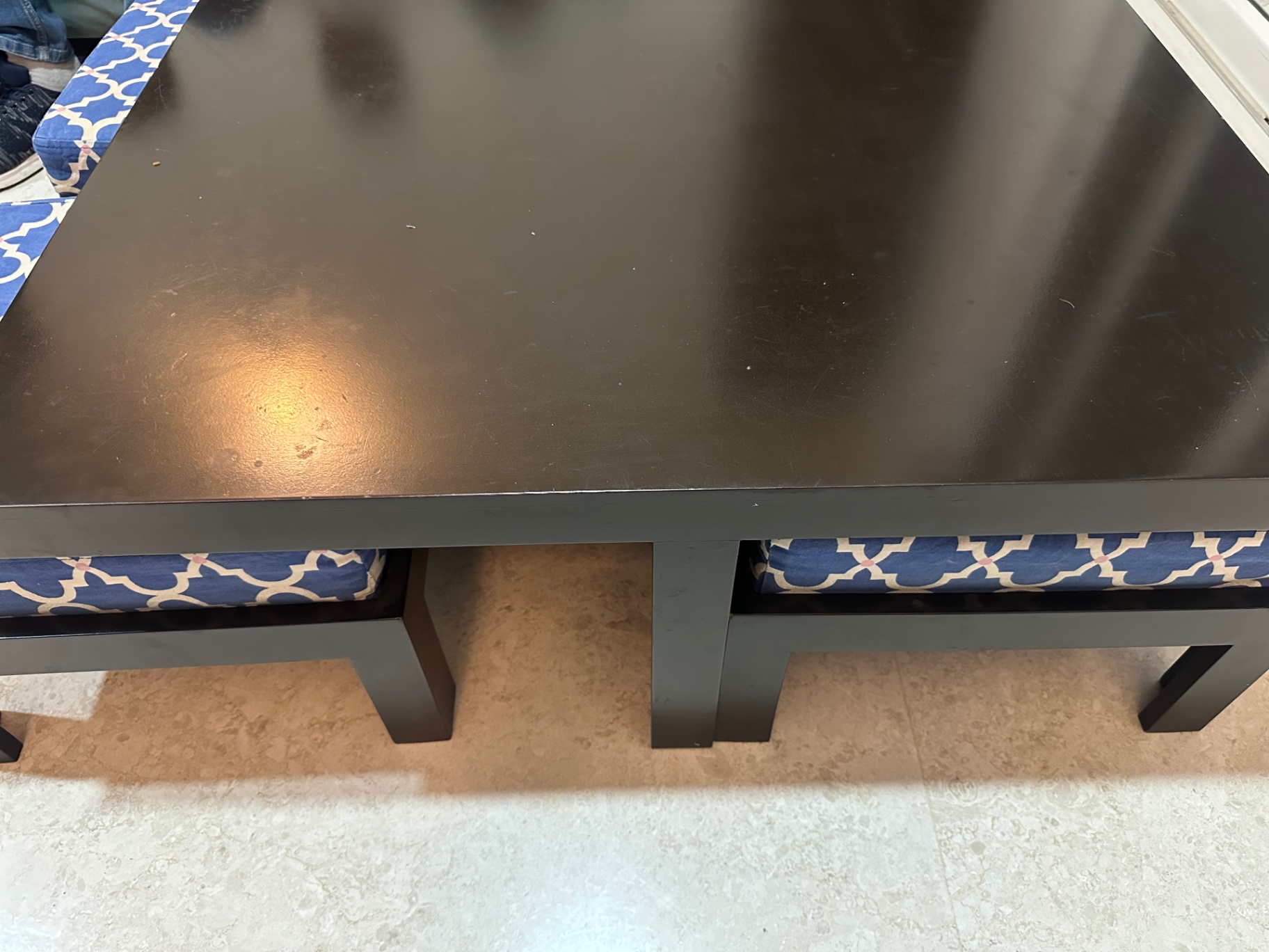 Pepperfry Wooden coffee table with four stools - Image 1