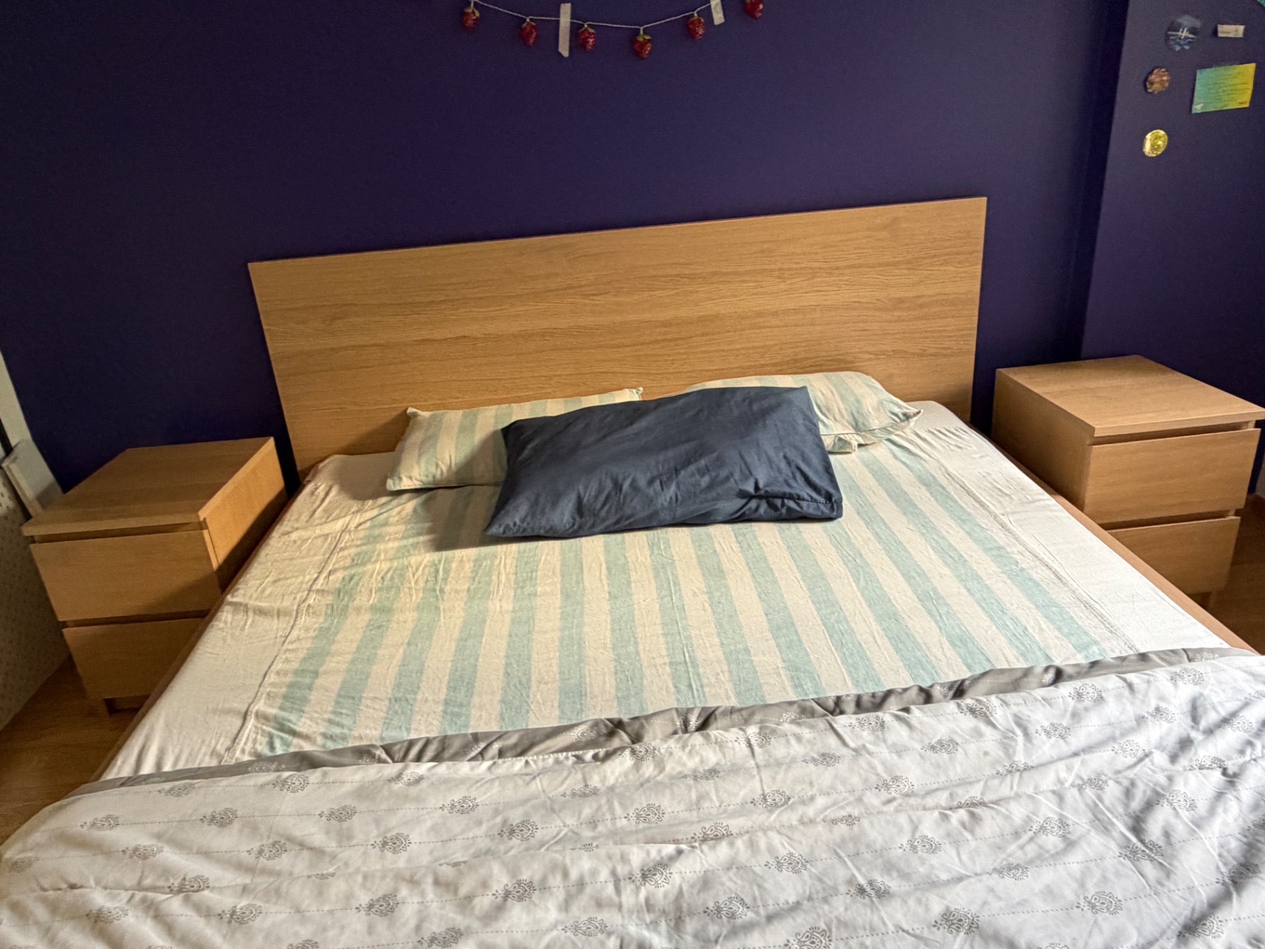 IKEA KING bed with side tables and mattress - Image 3
