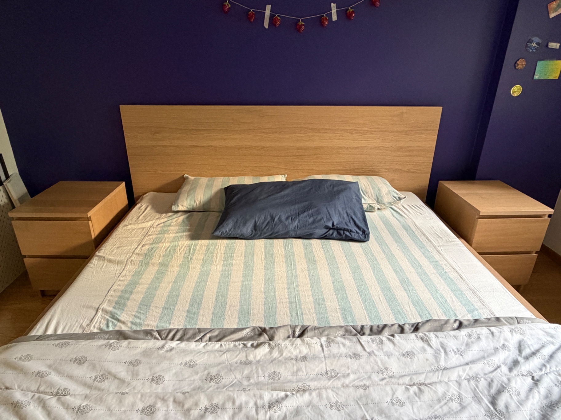 IKEA KING bed with side tables and mattress - Image 1