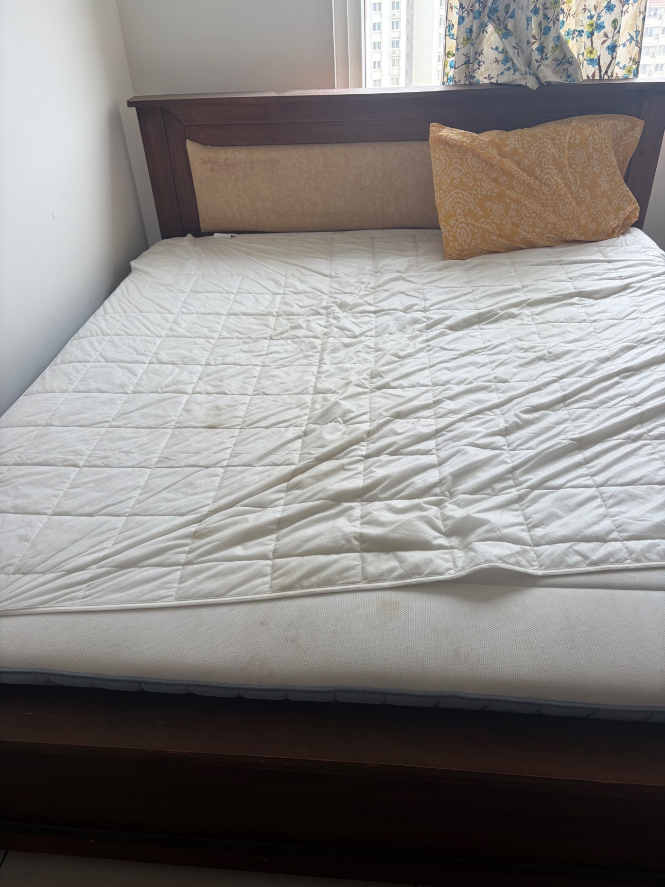 Wodden double size bed and mattress  - Image 1