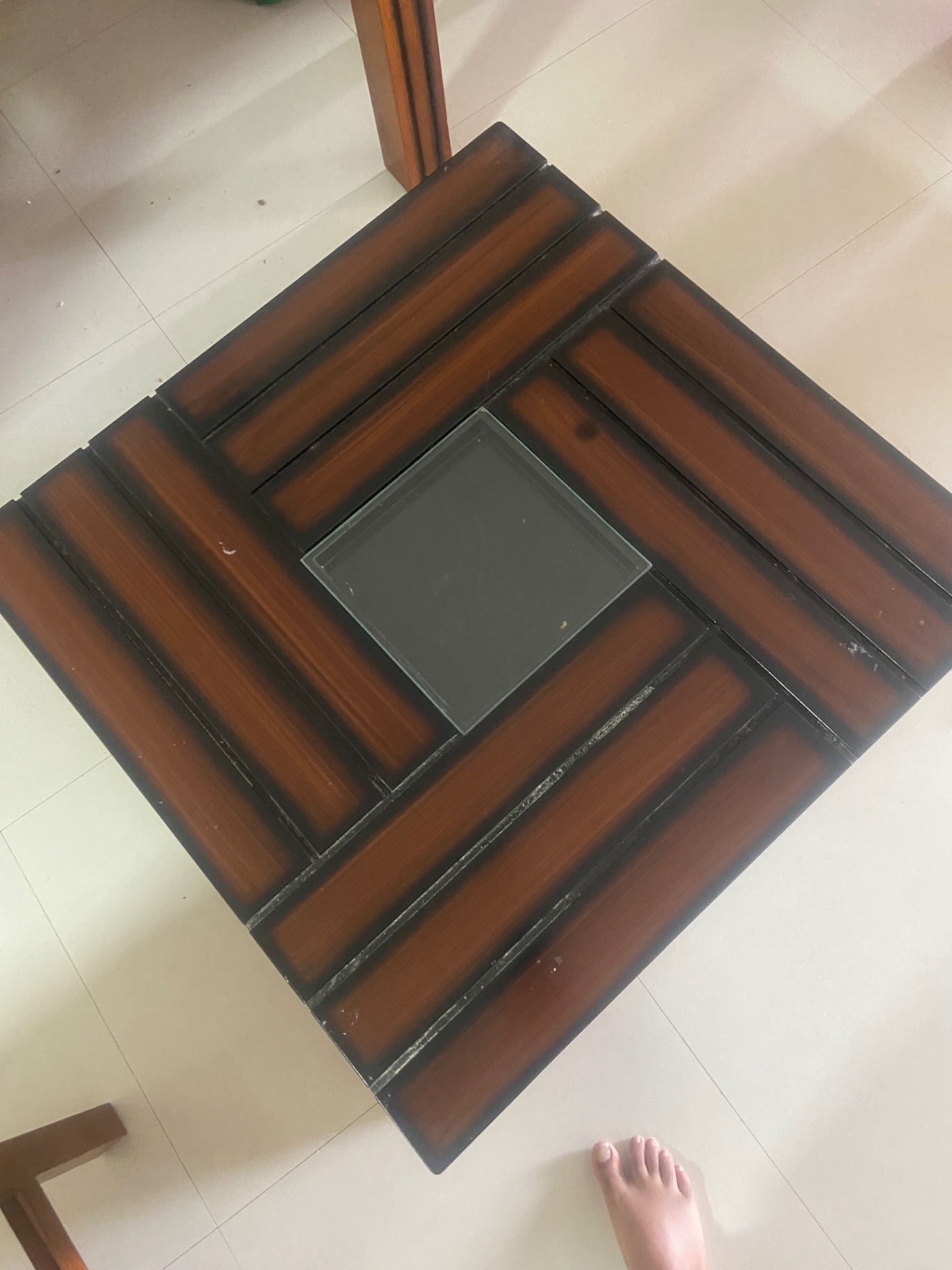 Coffee table with cushioned stools with storage  - Image 2