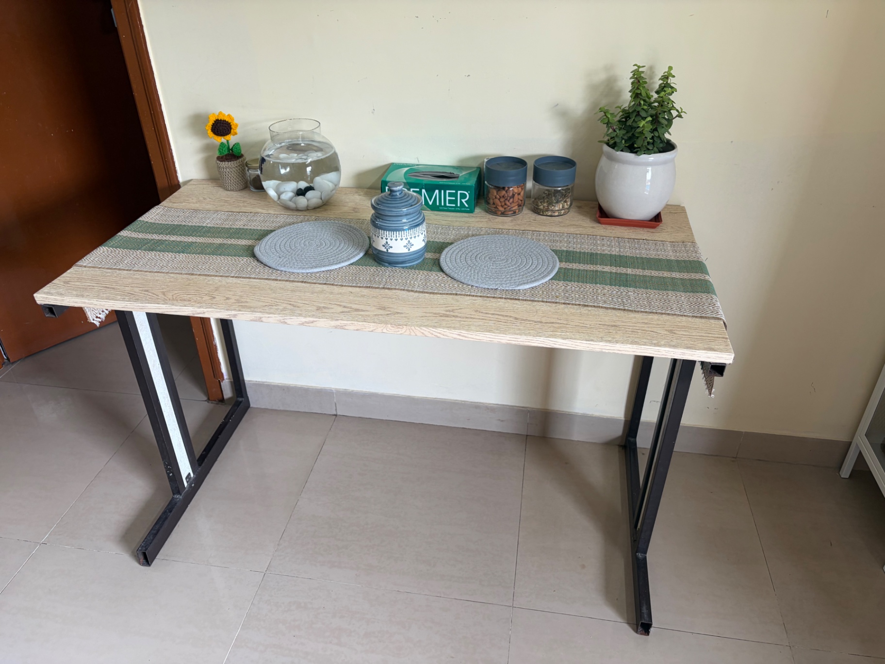 Dining/ Multi-purpose Table Rubwood with Steel Frame - Image 1