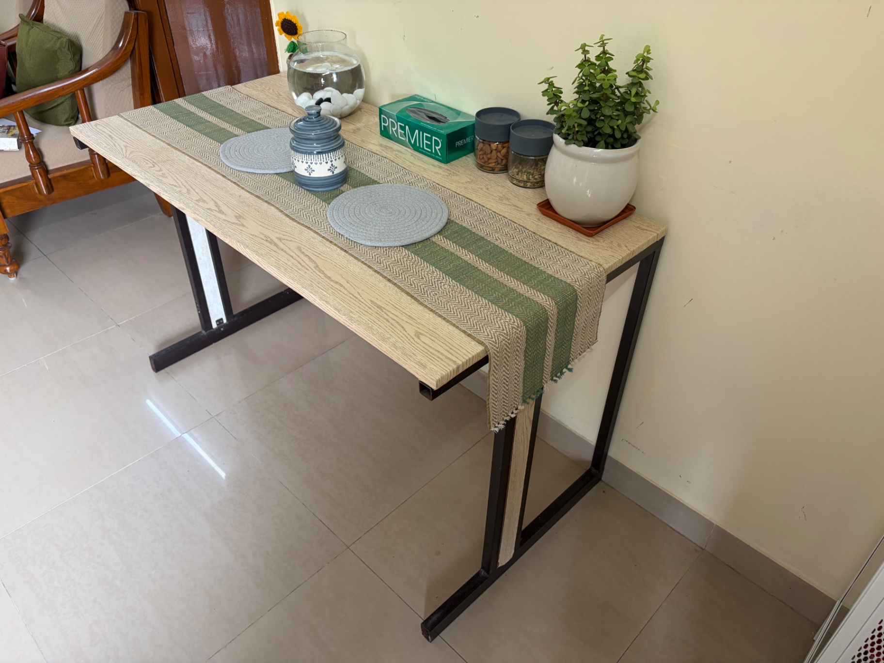 Dining/ Multi-purpose Table Rubwood with Steel Frame - Image 3