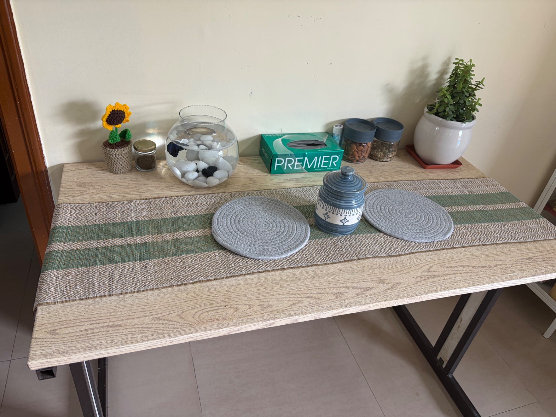 Dining/ Multi-purpose Table Rubwood with Steel Frame - Image 6