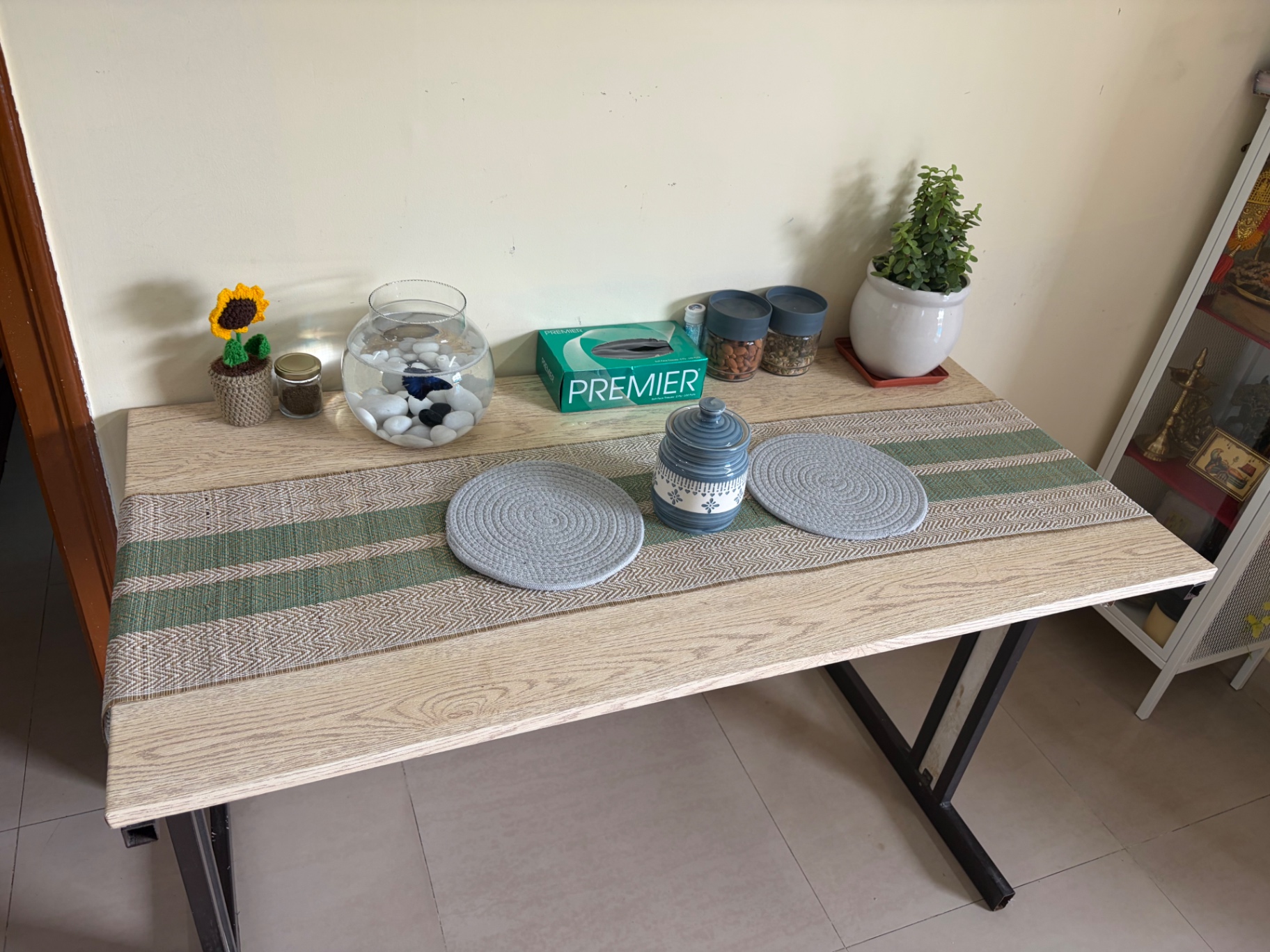 Dining/ Multi-purpose Table Rubwood with Steel Frame - Image 5