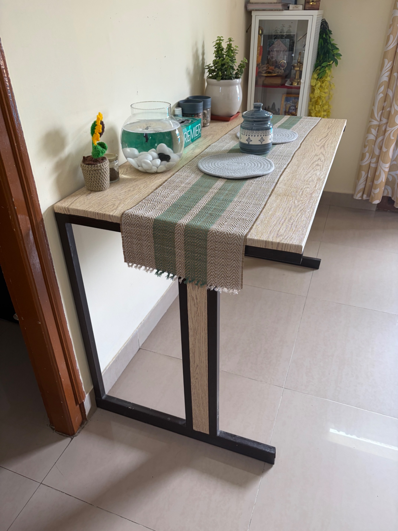 Dining/ Multi-purpose Table Rubwood with Steel Frame - Image 2